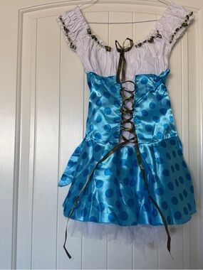 💙 Fairycore Princess Mini Dress - Blue Polka Dot Satin + Tulle 💙